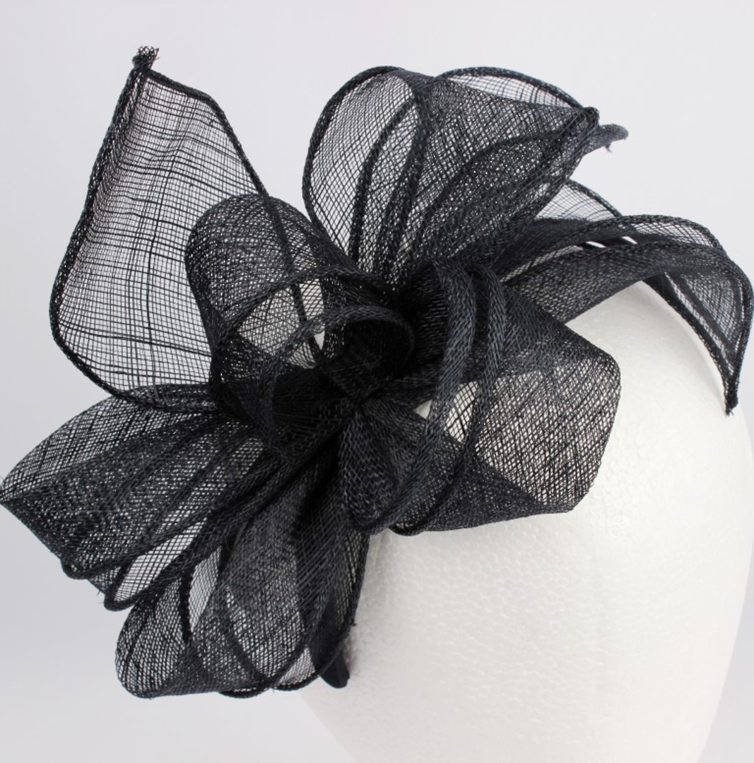  Flower shaped sinamay fascinator on  band Coral, Ivory (Blk S/O) Style: HS/1327 image 0